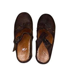 Zeeta Brown Leather Mary Jane Mules Shoes Size 6.5